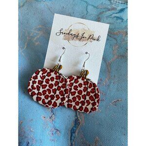 FALL Halloween Pumpkin Leopard Print Drop Earrings NEW